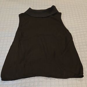 Black Mandarin Collar Tank Top with Sleeveless Design
